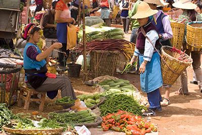 Groentenmarkt op reis in China