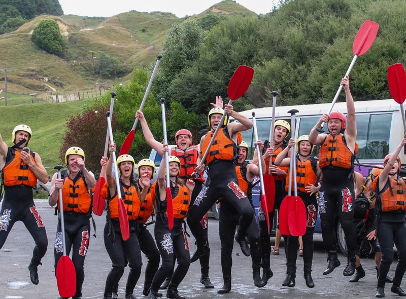 Groepsreis Nieuw-Zeeland klaar om te gaan raften