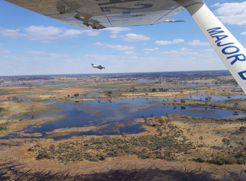 Okavango delta vanuit een vliegtuig groepsreis Botswana