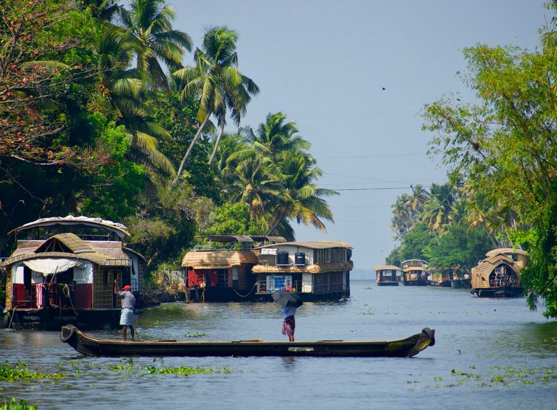 Zuid-India groepsreis houseboats op de backwaters van Kerala