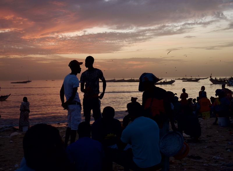 Groepsreis Senegal het strand bij zonsopang