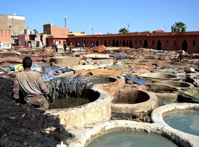 De leerlooierij in Marokko Marrakech groepsreis