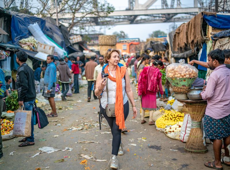 Groepsreis India en Bhutan markt in Kolkata