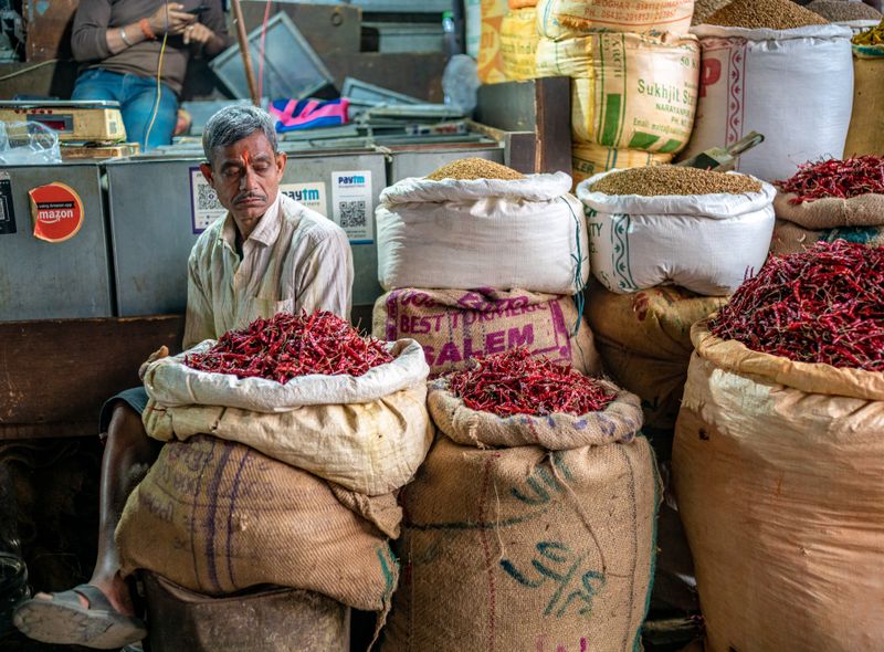 Groepsreis India en Bhutan pepers op de markt