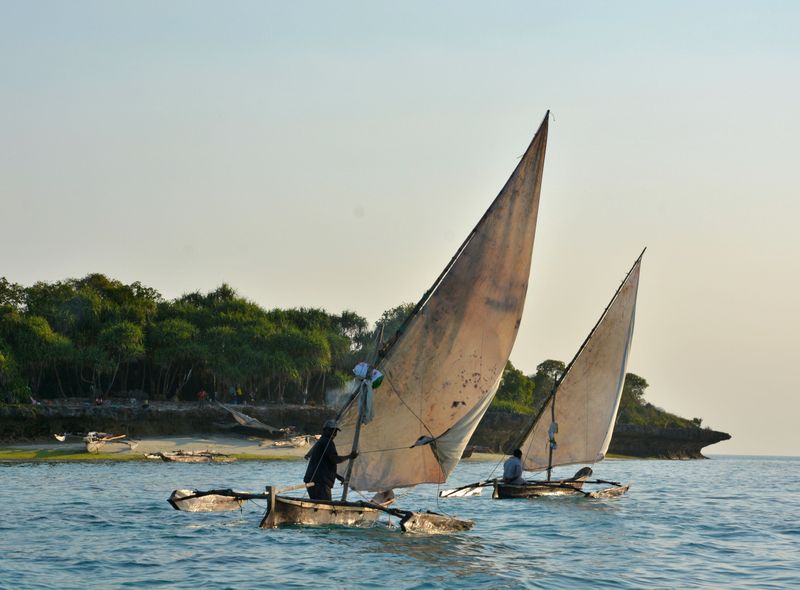 dhow lokale zeilboot Zanzibar Jambiani