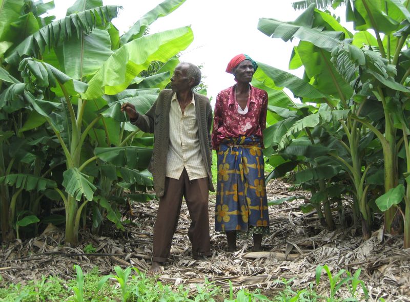 Zambia groepsreis bananenplantage koppel lokale ontmoeting