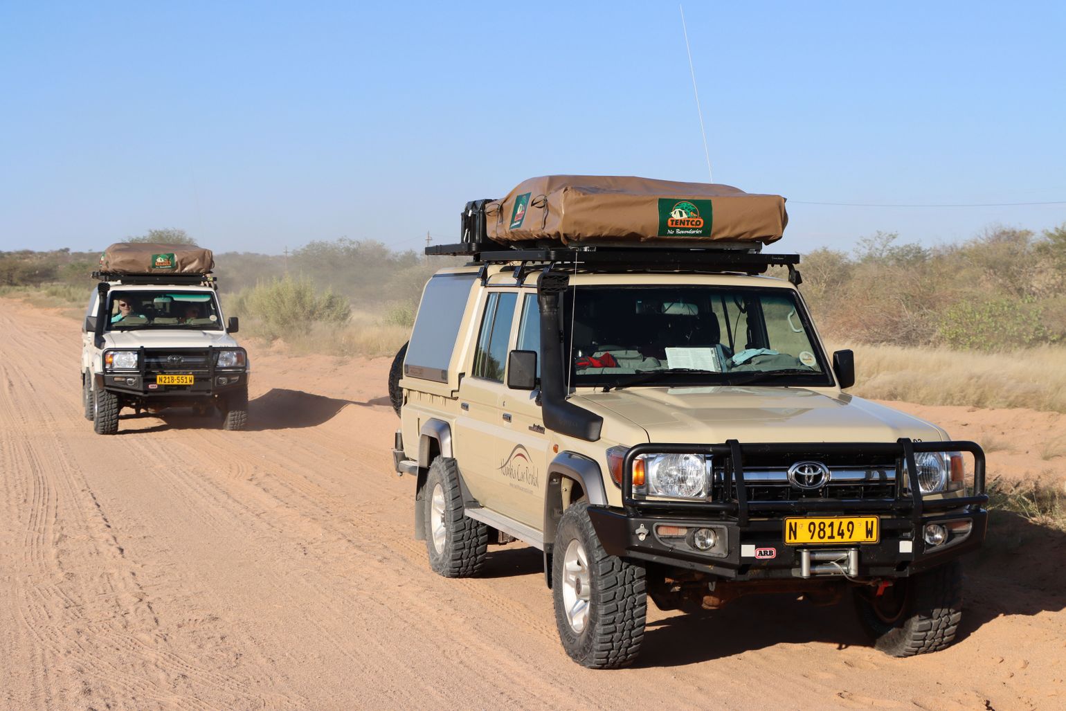 auto huren met daktent namibie