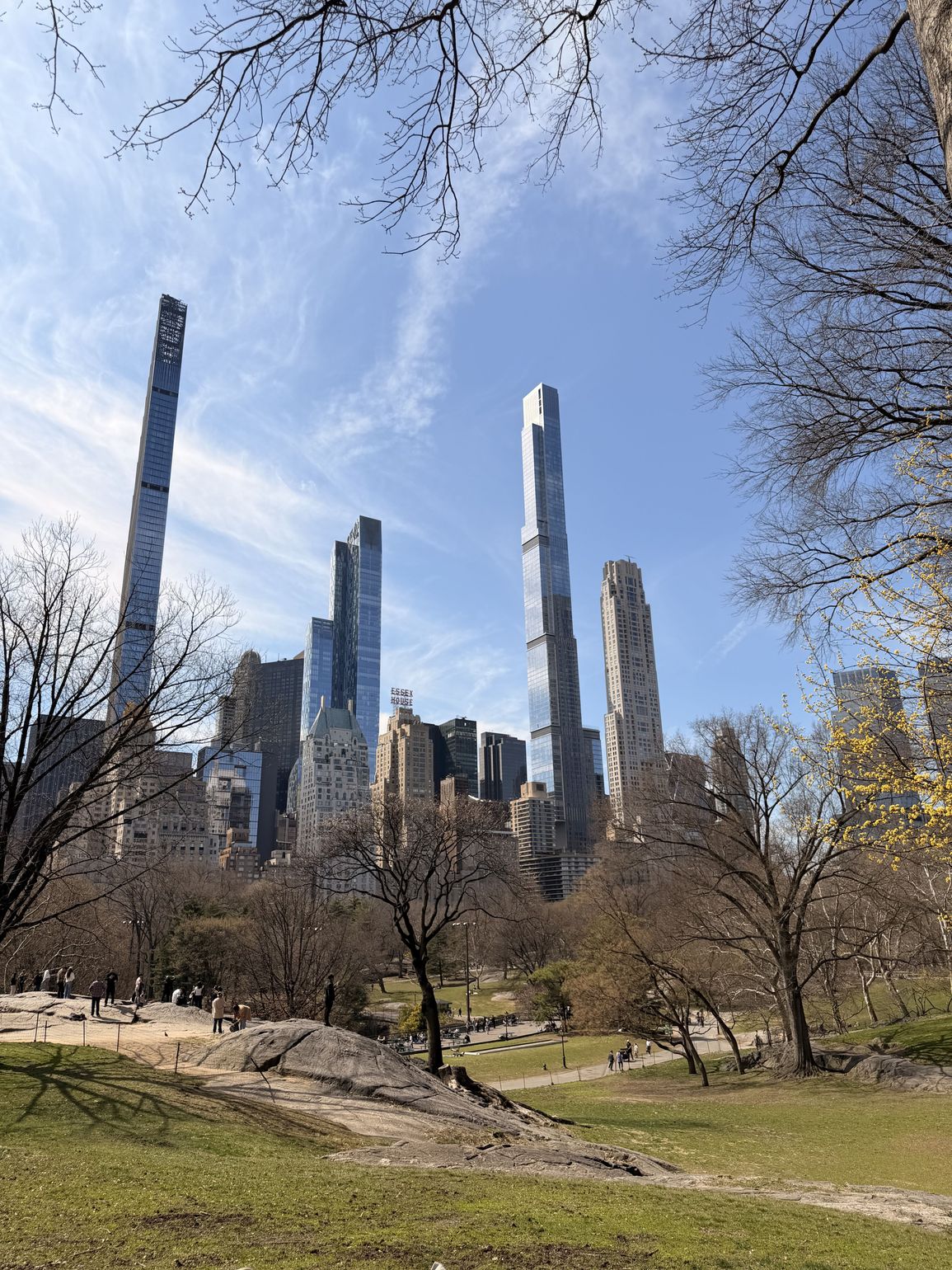 Zicht op wolkenkrabbers van Central Park