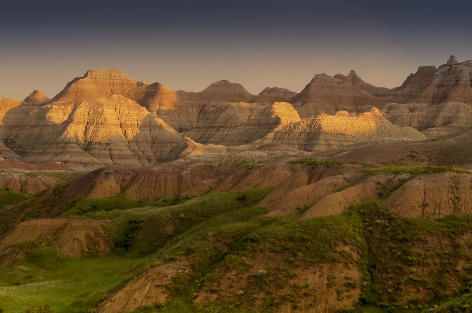 Zonsondergang in badlands national park