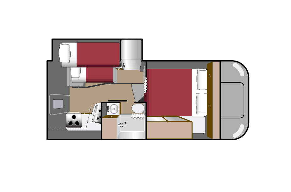 Fraserway Truck Camper Slide Bunk floor plan