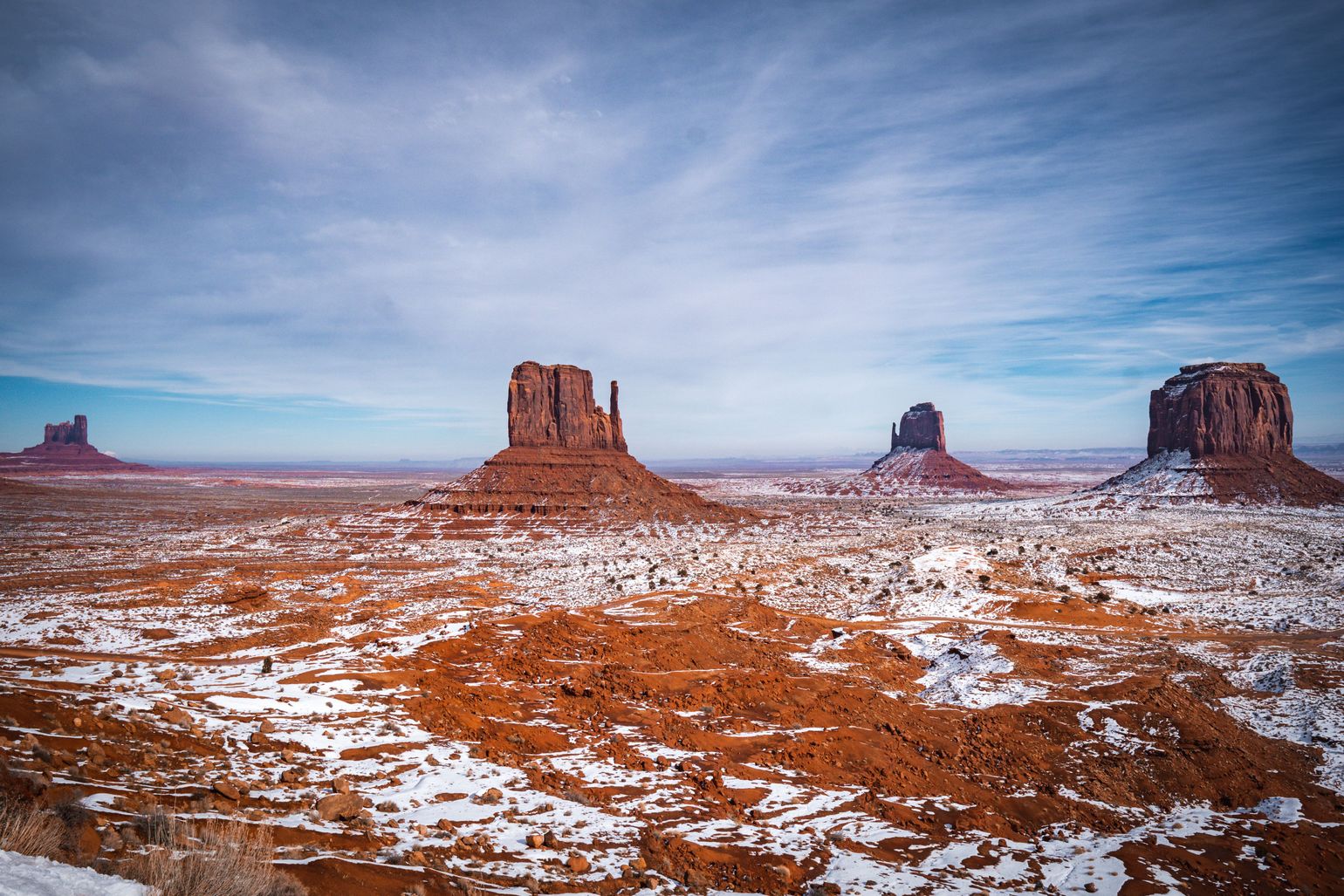 monument valley in de sneeuw