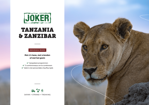 Brochure individuele rondreizen voor koppels, vrienden en gezinnen in Tanzania en Zanzibar, met een driver/guide (of gids/chauffeur)