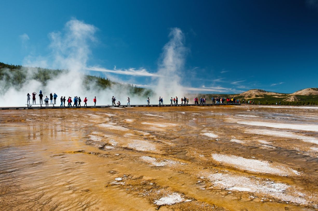 Bezoekers in Yellowstone National Park