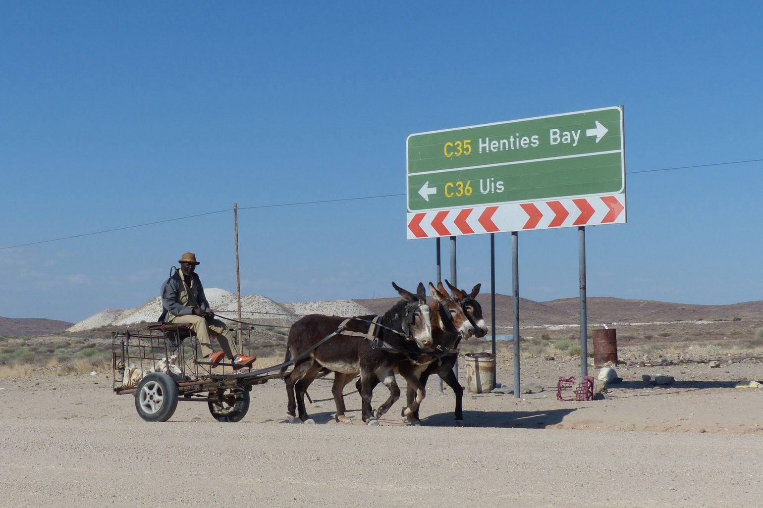 Rijden met auto in Namibië, wegwijzers