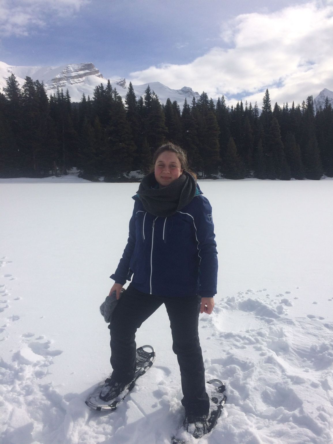 Nele tijdens haar sneeuwreis in West-Canada