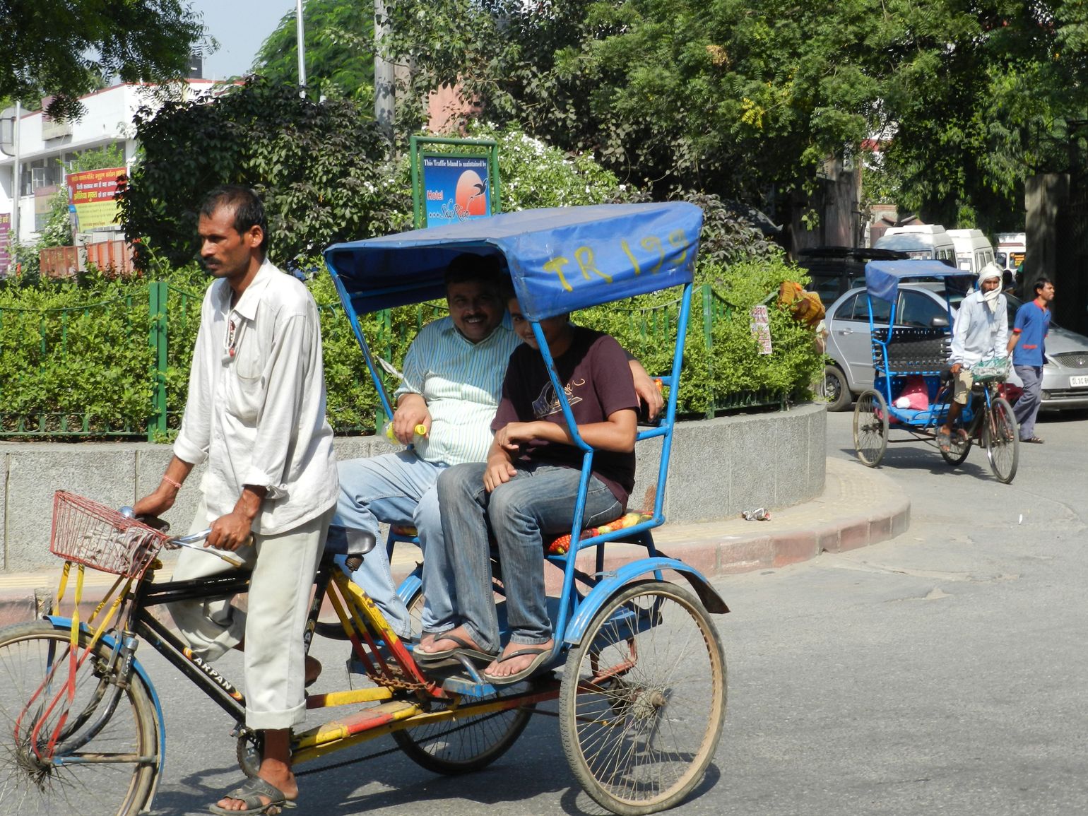 Transport met Riksja in India
