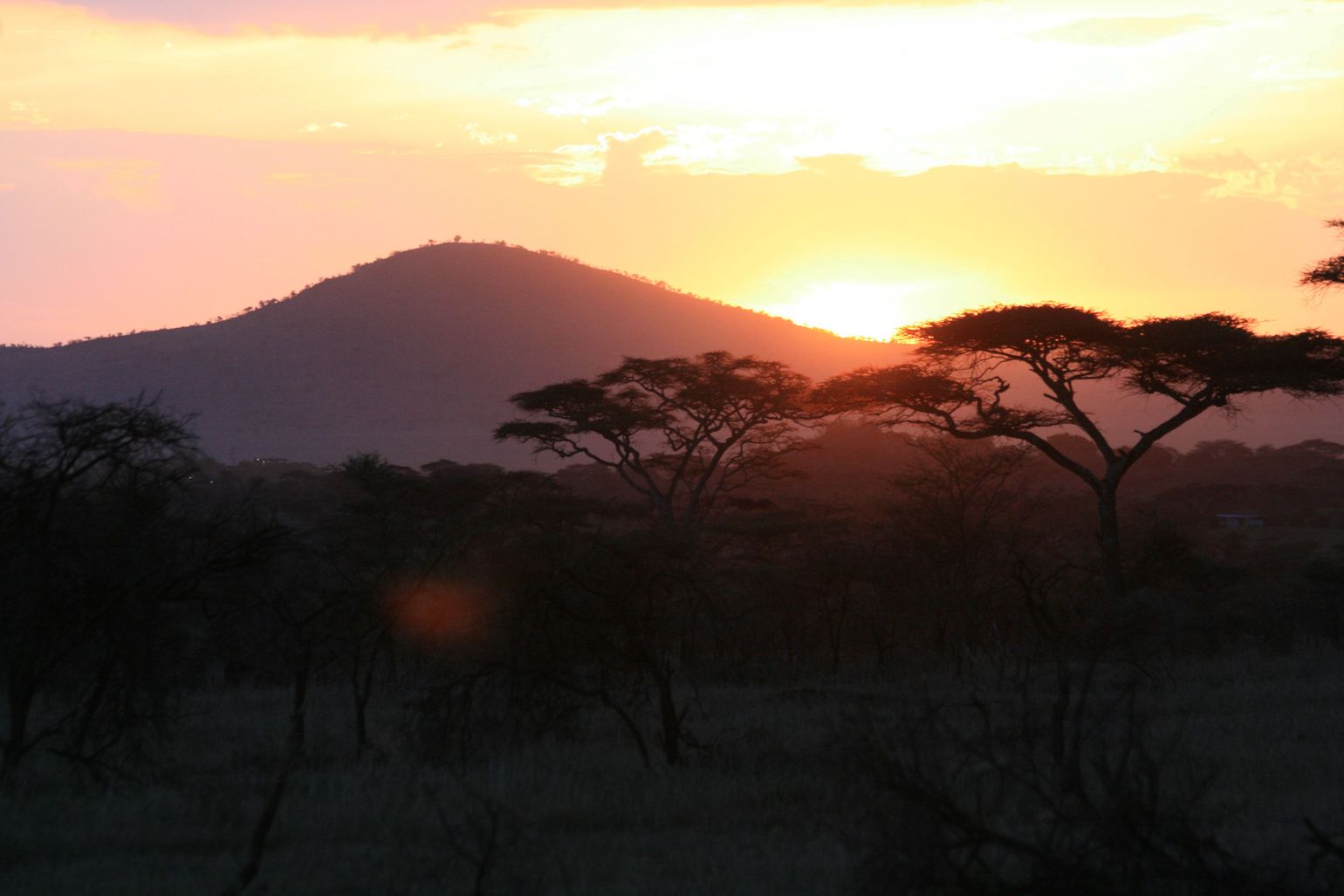 Zonsondergang op safari in Tanzania