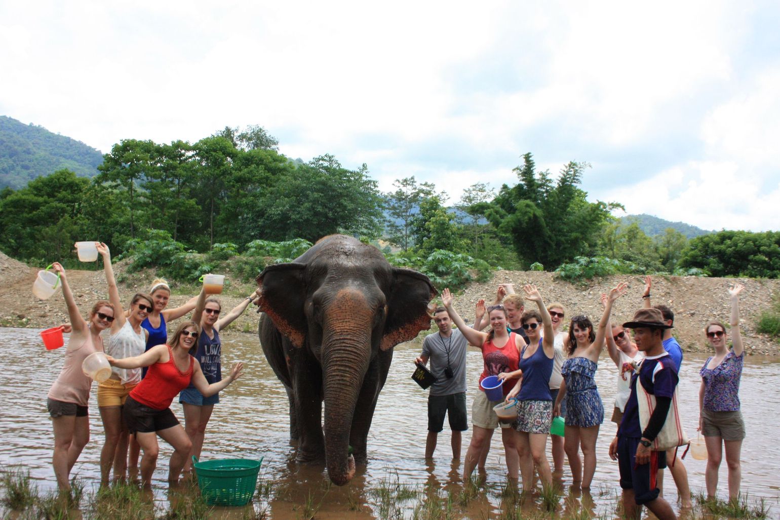 Olifant wassen op reis met Joker