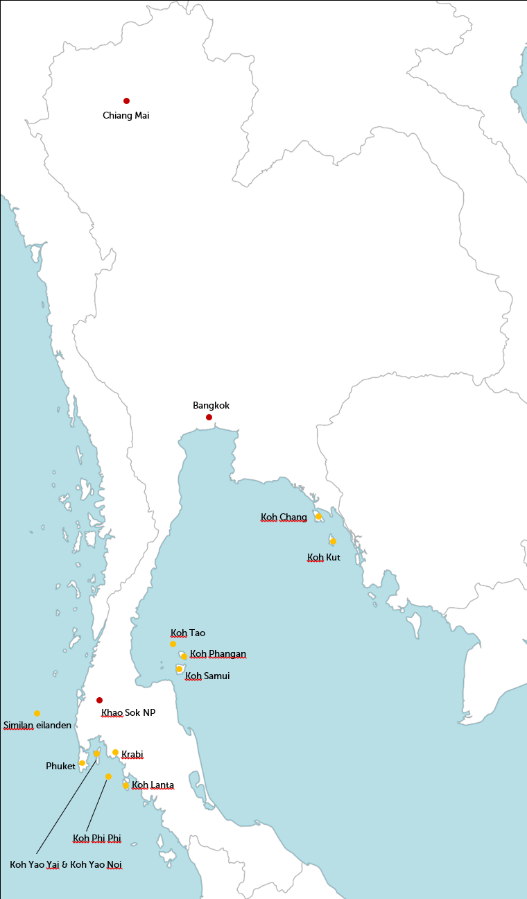 Kaart Thailand Stranden