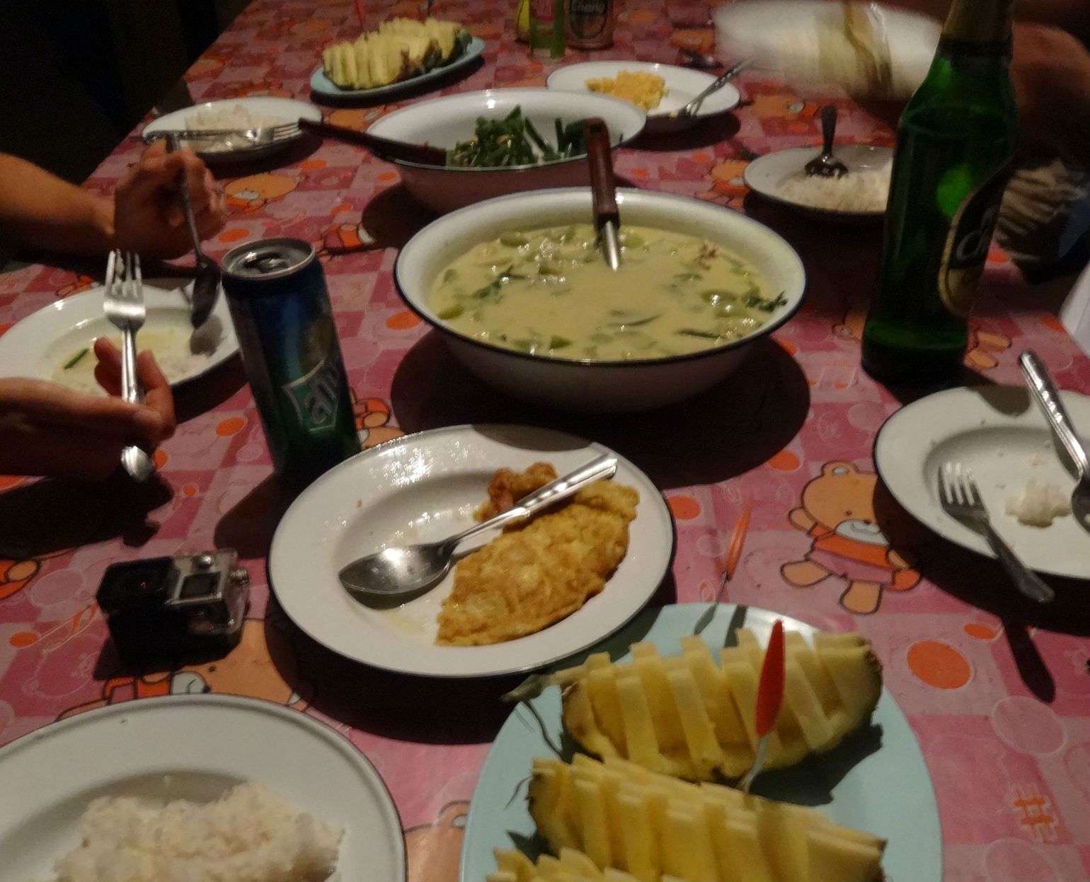 Avondmaal tijdens homestay in Thailand met Joker