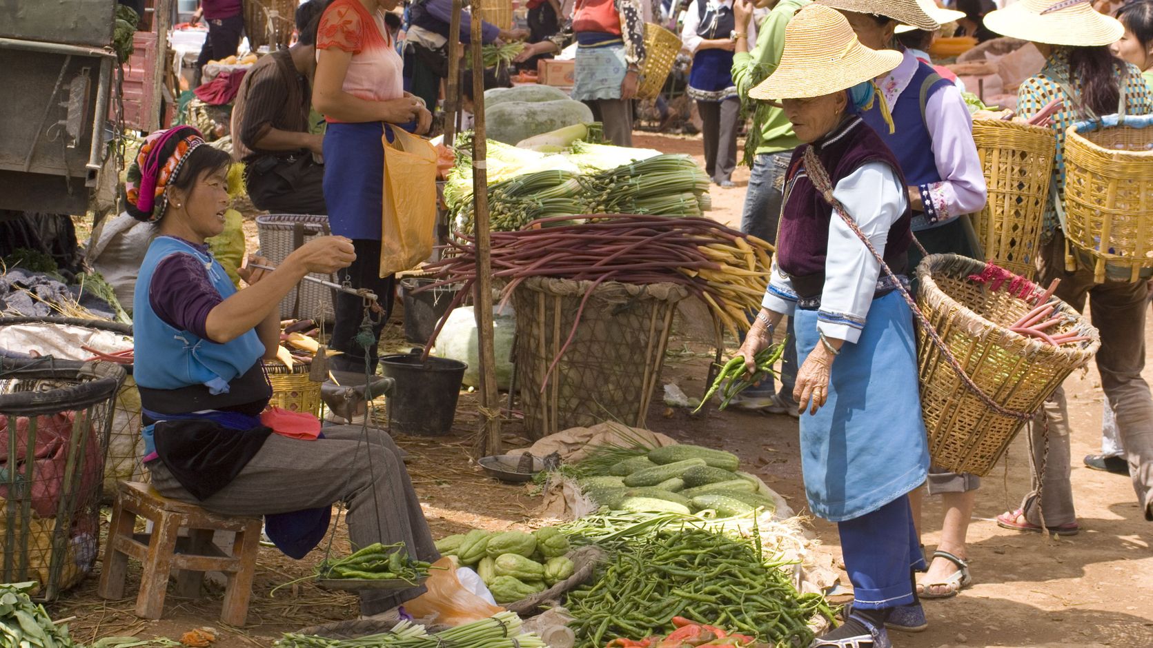 Groentenmarkt op reis in China