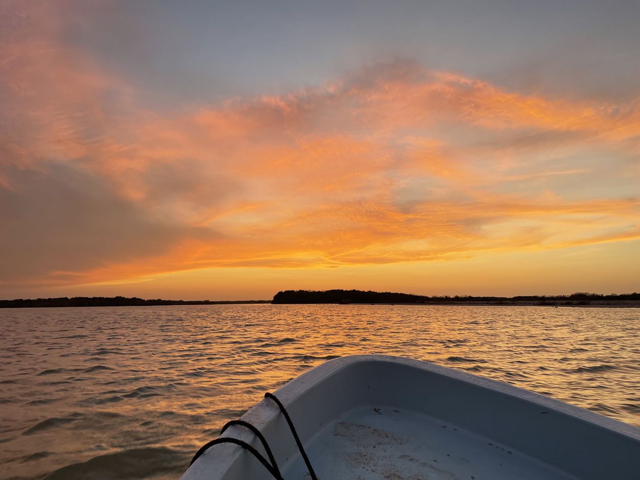 Cruise bij zonsondergang in Rio Lagartos