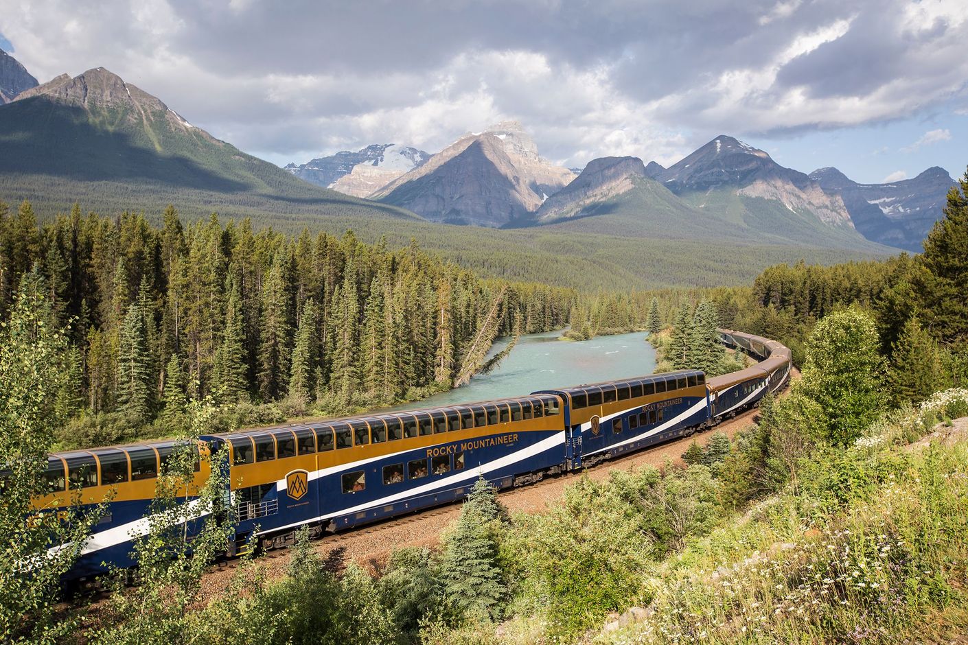 Trein door de Canadese Rocky Mountains